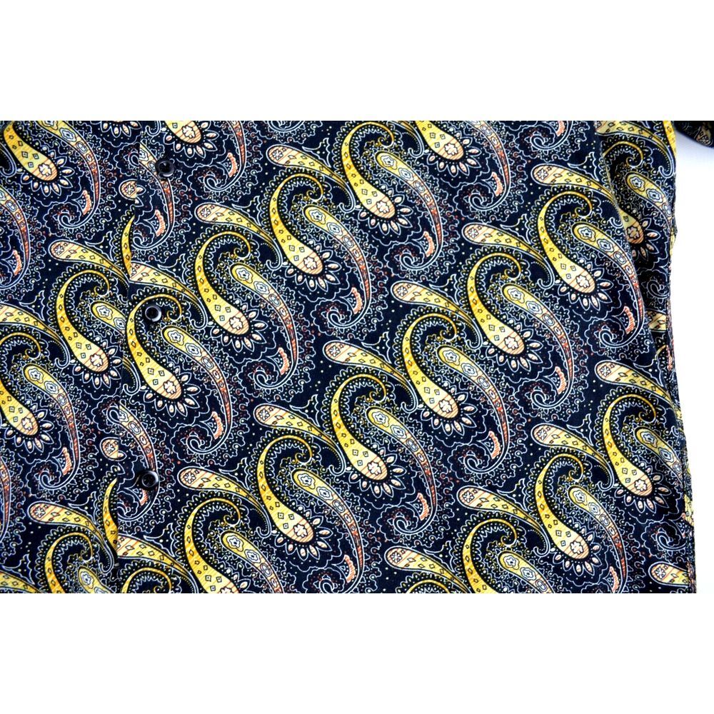 Stacy Adams Shirt Men's  17 32/33  Black Yellow Paisley Convertible French Cuffs - Picture 12 of 16